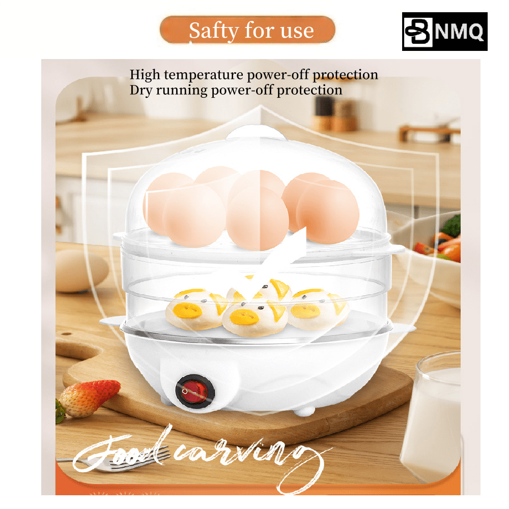 Mini Egg Steamer with auto shut-off, multifunctional egg boiler, food-grade stainless steel, 110V-10V US plug, PP material, no batteries required, essential kitchen gadget for a healthy breakfast