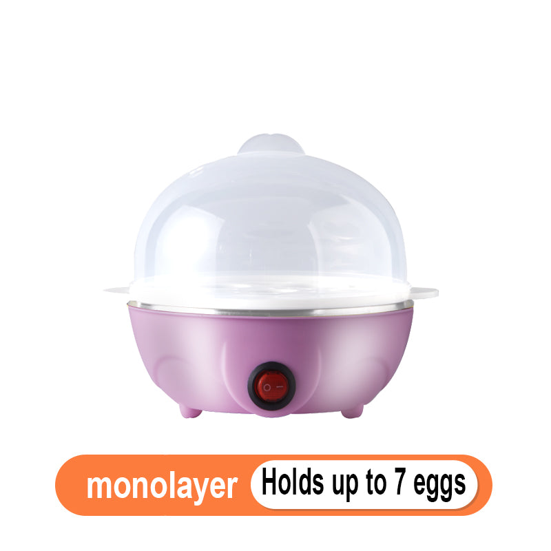 Mini Egg Steamer with auto shut-off, multifunctional egg boiler, food-grade stainless steel, 110V-10V US plug, PP material, no batteries required, essential kitchen gadget for a healthy breakfast