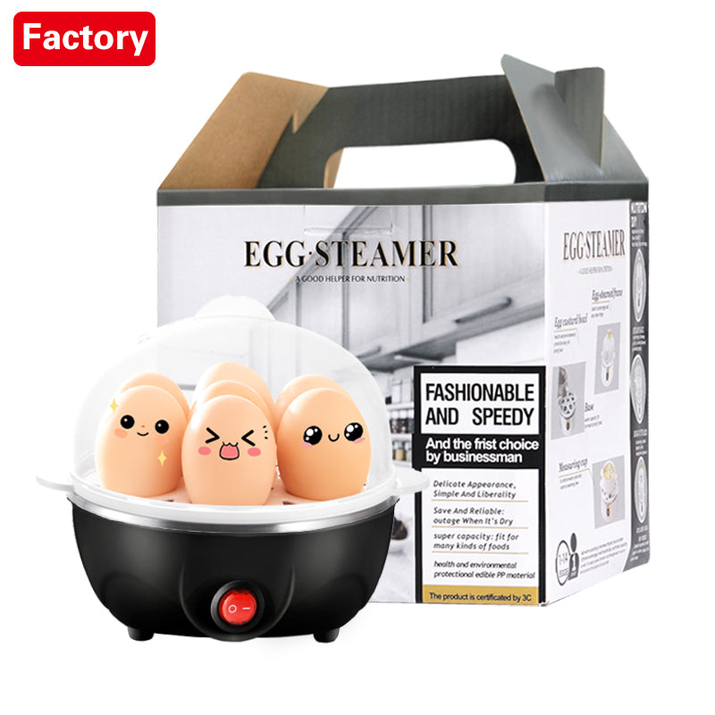 Mini Egg Steamer with auto shut-off, multifunctional egg boiler, food-grade stainless steel, 110V-10V US plug, PP material, no batteries required, essential kitchen gadget for a healthy breakfast