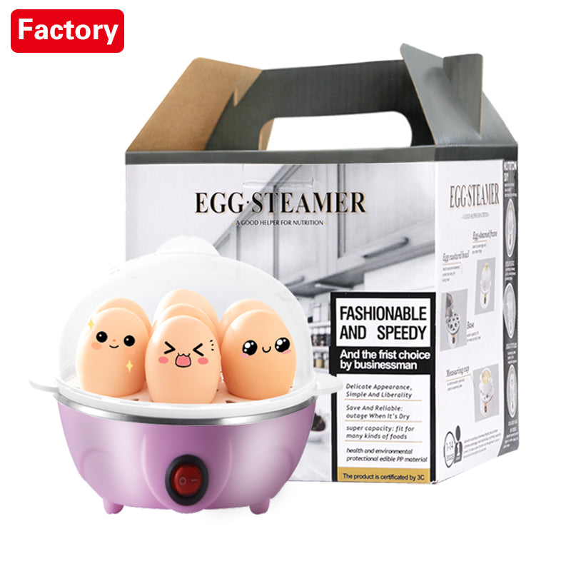 Mini Egg Steamer with auto shut-off, multifunctional egg boiler, food-grade stainless steel, 110V-10V US plug, PP material, no batteries required, essential kitchen gadget for a healthy breakfast