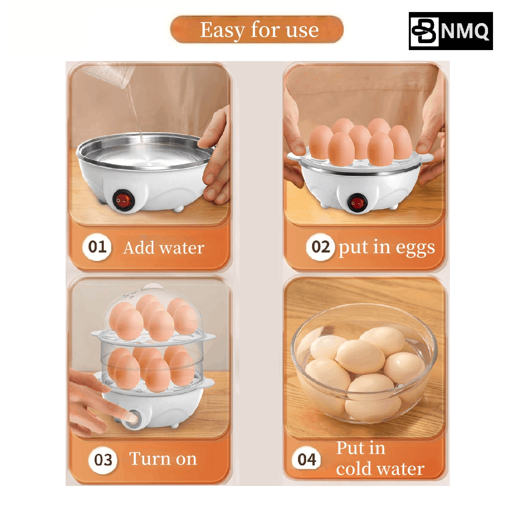 Mini Egg Steamer with auto shut-off, multifunctional egg boiler, food-grade stainless steel, 110V-10V US plug, PP material, no batteries required, essential kitchen gadget for a healthy breakfast