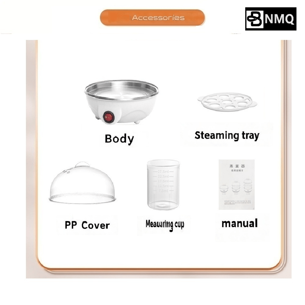 Mini Egg Steamer with auto shut-off, multifunctional egg boiler, food-grade stainless steel, 110V-10V US plug, PP material, no batteries required, essential kitchen gadget for a healthy breakfast