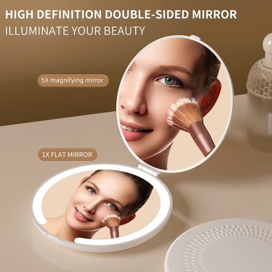 Cross-border popular led makeup mirror portable folding flip mirror portable makeup mirror charging travel mini mirror