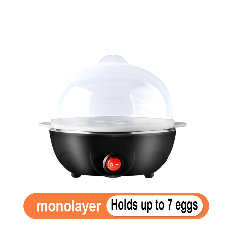 Mini Egg Steamer with auto shut-off, multifunctional egg boiler, food-grade stainless steel, 110V-10V US plug, PP material, no batteries required, essential kitchen gadget for a healthy breakfast