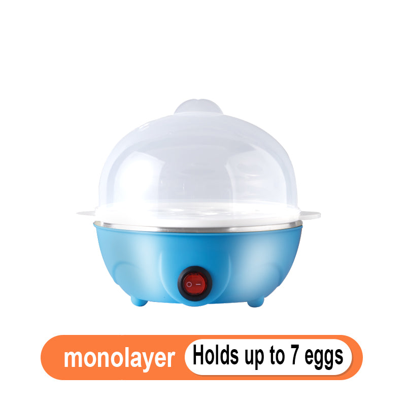 Mini Egg Steamer with auto shut-off, multifunctional egg boiler, food-grade stainless steel, 110V-10V US plug, PP material, no batteries required, essential kitchen gadget for a healthy breakfast