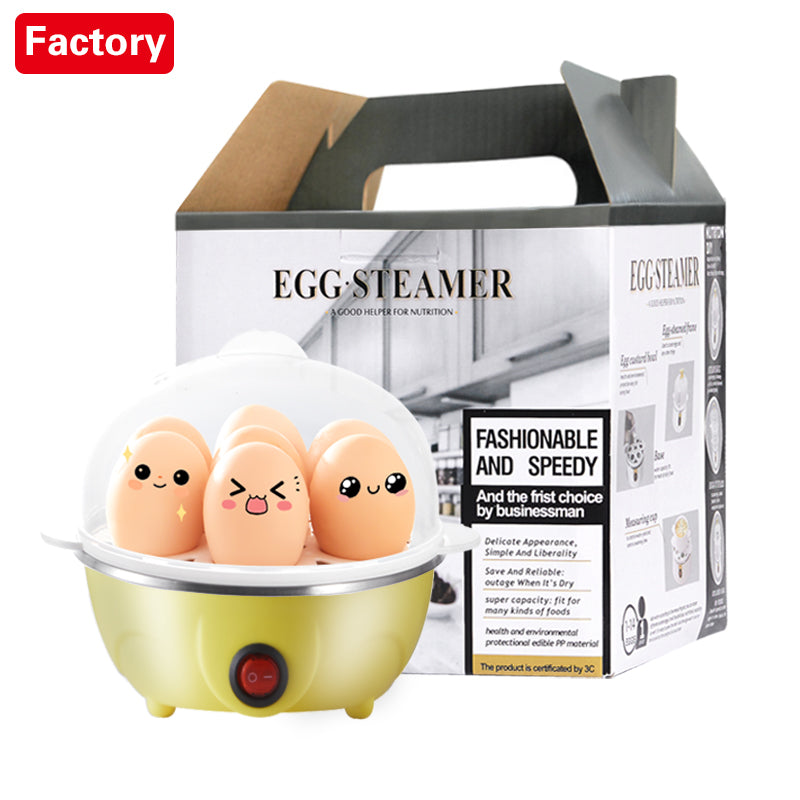 Mini Egg Steamer with auto shut-off, multifunctional egg boiler, food-grade stainless steel, 110V-10V US plug, PP material, no batteries required, essential kitchen gadget for a healthy breakfast