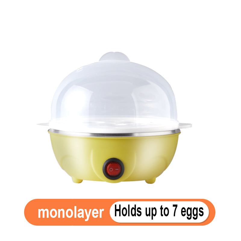Mini Egg Steamer with auto shut-off, multifunctional egg boiler, food-grade stainless steel, 110V-10V US plug, PP material, no batteries required, essential kitchen gadget for a healthy breakfast