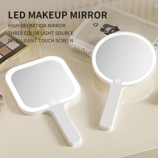 BNMQ Type-C rechargeable handheld makeup mirror with 3-color LED light
