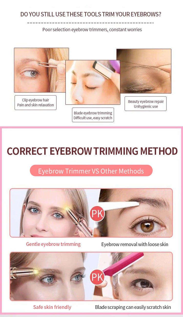 BNMQ electric eyebrow shaver full product view | Vue complète du rasoir à sourcils électrique BNMQ