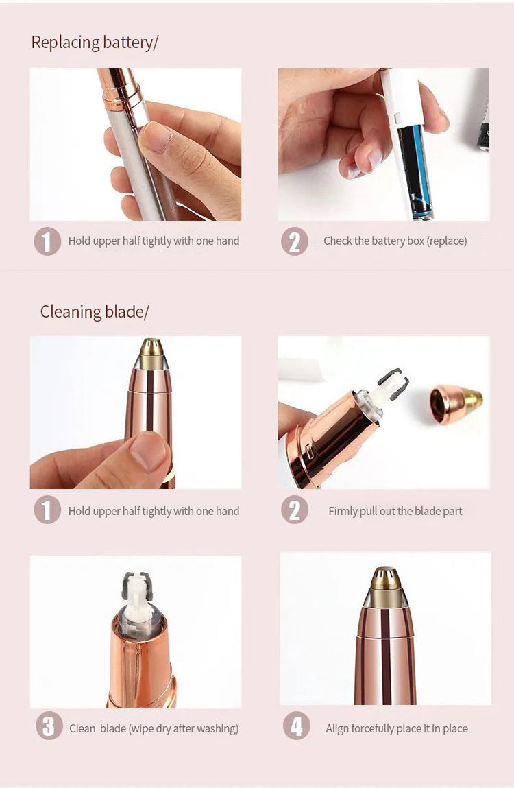 BNMQ electric eyebrow trimmer complete package | Ensemble complet de la tondeuse à sourcils électrique BNMQ