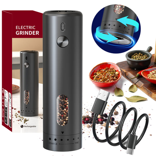 BNMQ USB rechargeable electric pepper grinder one-hand operation | Moulin à poivre électrique rechargeable USB BNMQ à une main