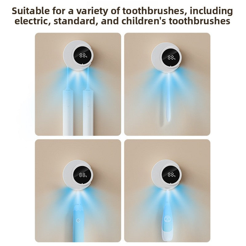 BNMQ New household non-punching toothbrush holder disinfection sterilization cleaner powerful ultraviolet sterilization wireless charging drying