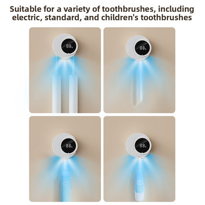 BNMQ New household non-punching toothbrush holder disinfection sterilization cleaner powerful ultraviolet sterilization wireless charging drying