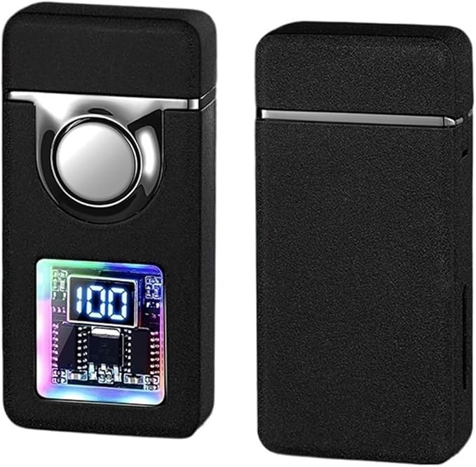 BNMQ metal flip lighter transparent fuel window detail | Briquet rabattable BNMQ fenêtre de carburant transparente en détail