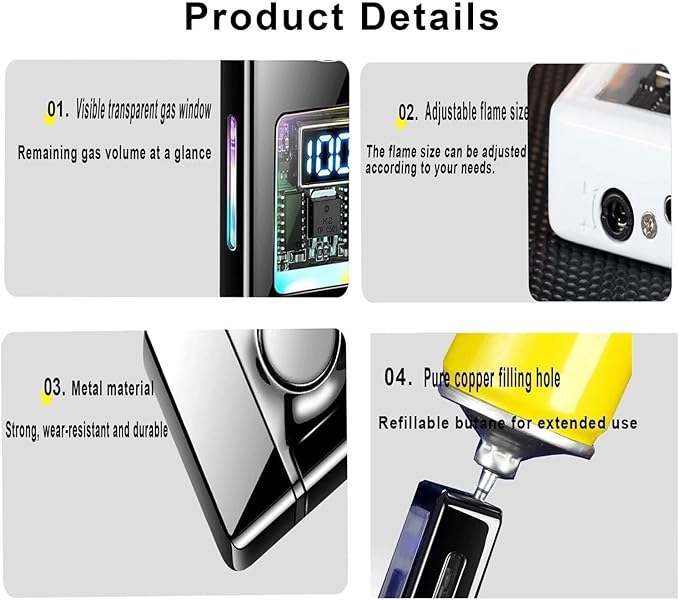 BNMQ voice control lighter open flip view | Vue rabattable ouverte du briquet à commande vocale BNMQ