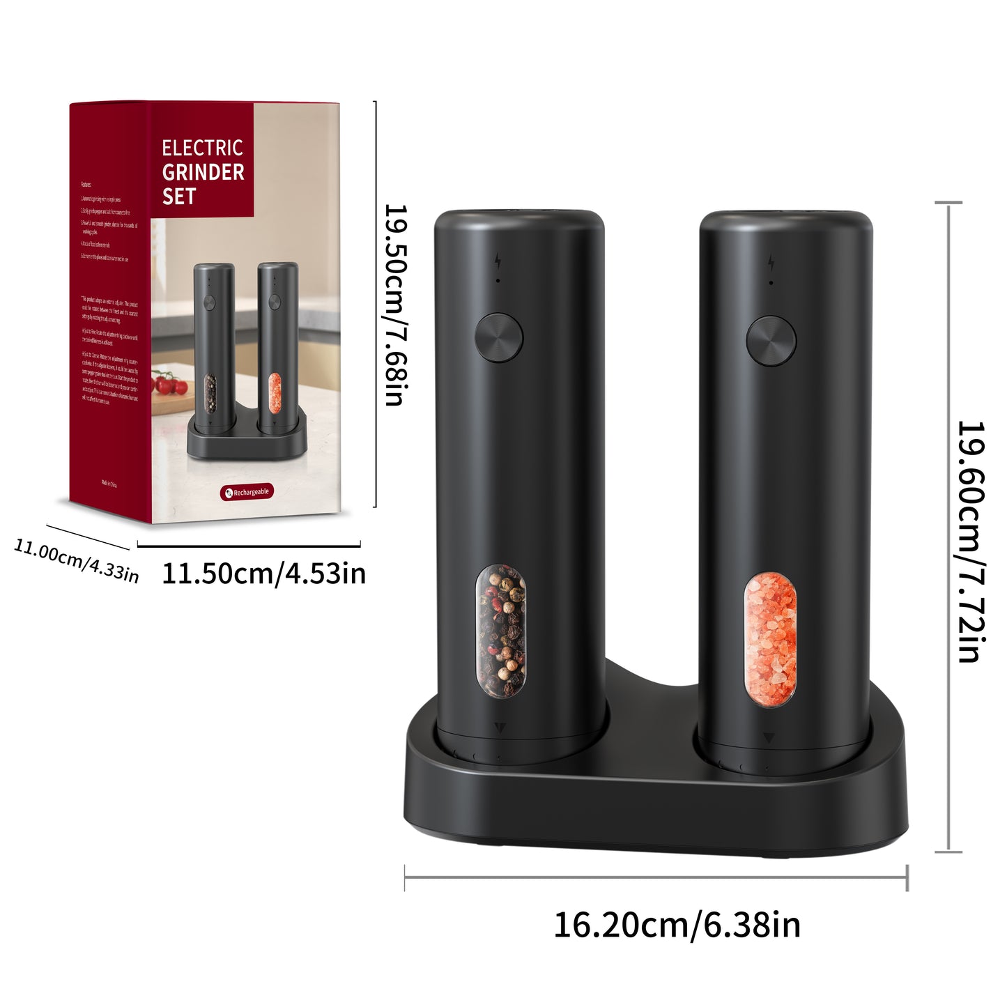 BNMQ 2-pack grinder set kitchen countertop lifestyle | Ensemble de 2 moulins BNMQ sur plan de travail de cuisine