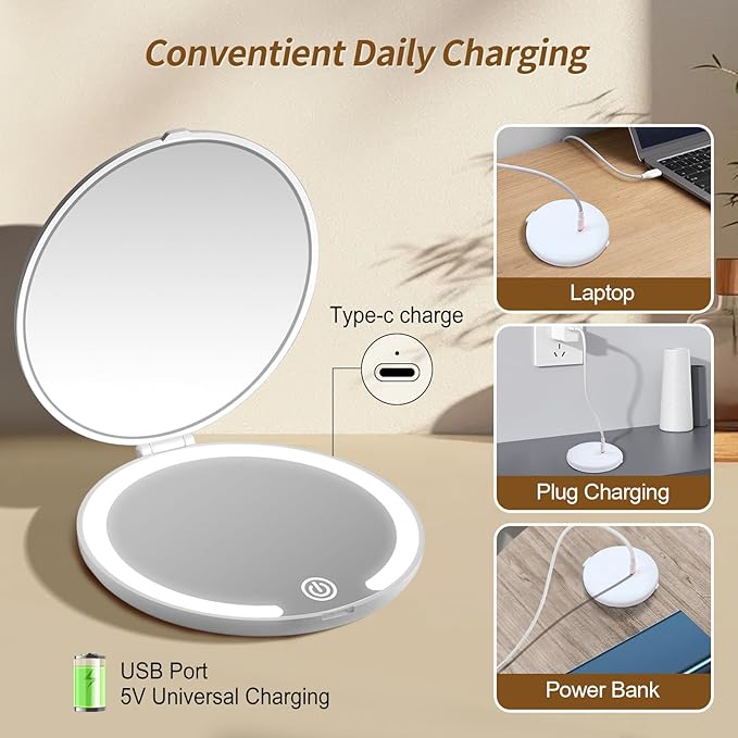 BNMQ travel mirror packaging and accessories | Emballage et accessoires du miroir de voyage BNMQ