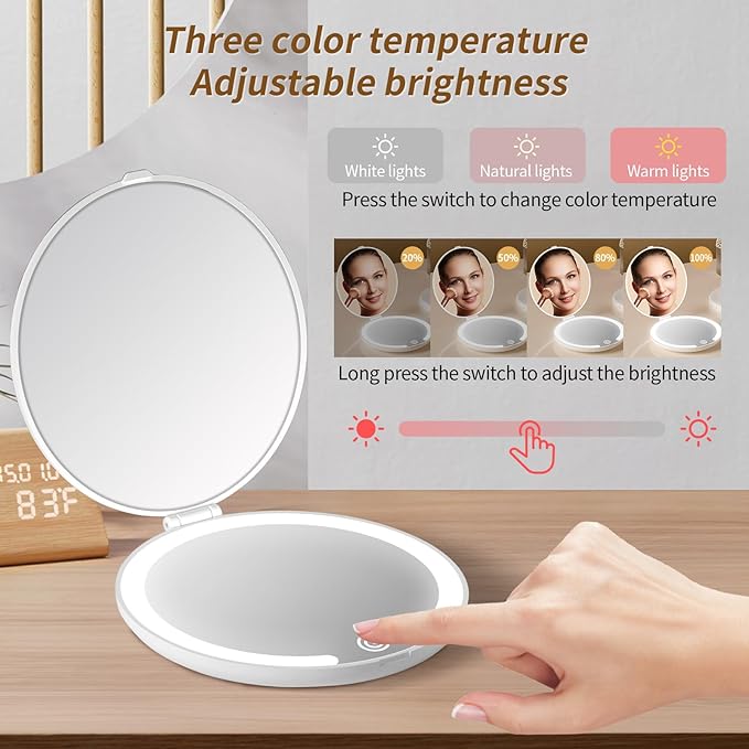 BNMQ rechargeable flip mirror USB charging | Charge USB du miroir rabattable rechargeable BNMQ