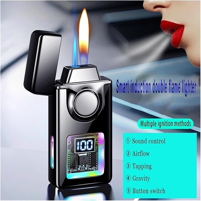 BNMQ flip lighter metal body full view | Briquet rabattable BNMQ corps en métal vue complète