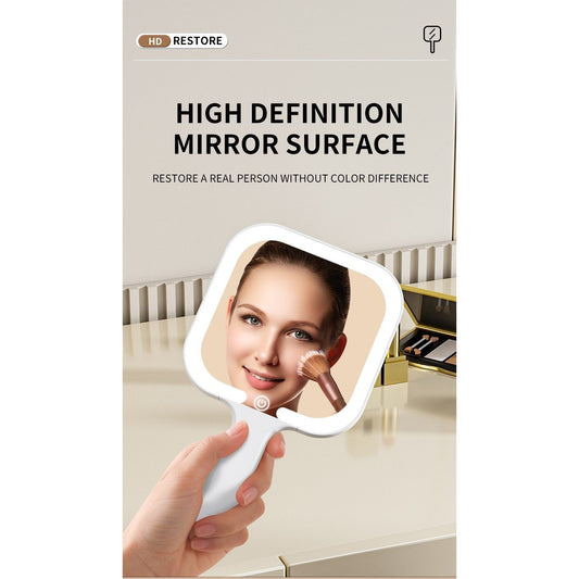 BNMQ type-c Rechargeable Portable Handheld Makeup Mirror with three colors LED Light
