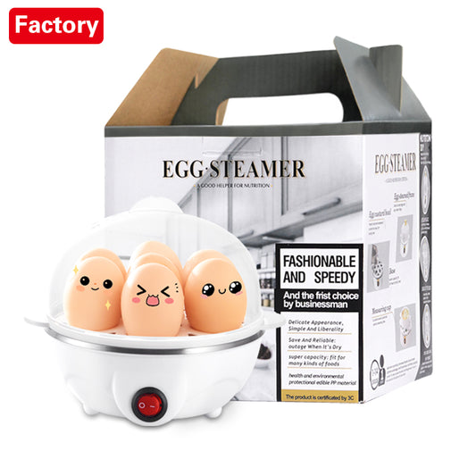 Mini Egg Steamer with auto shut-off, multifunctional egg boiler, food-grade stainless steel, 110V-10V US plug, PP material, no batteries required, essential kitchen gadget for a healthy breakfast