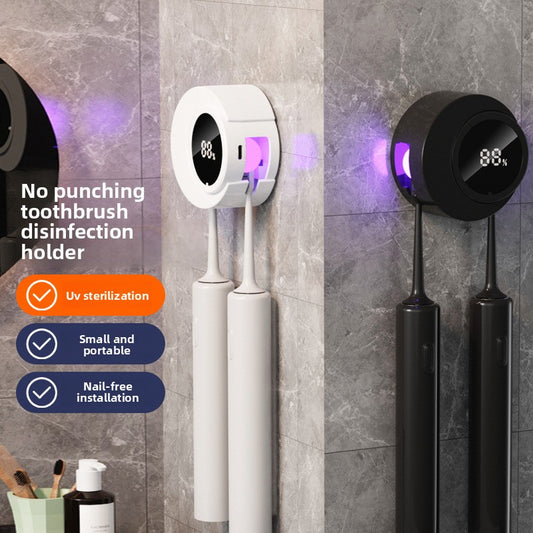 BNMQ New household non-punching toothbrush holder disinfection sterilization cleaner powerful ultraviolet sterilization wireless charging drying